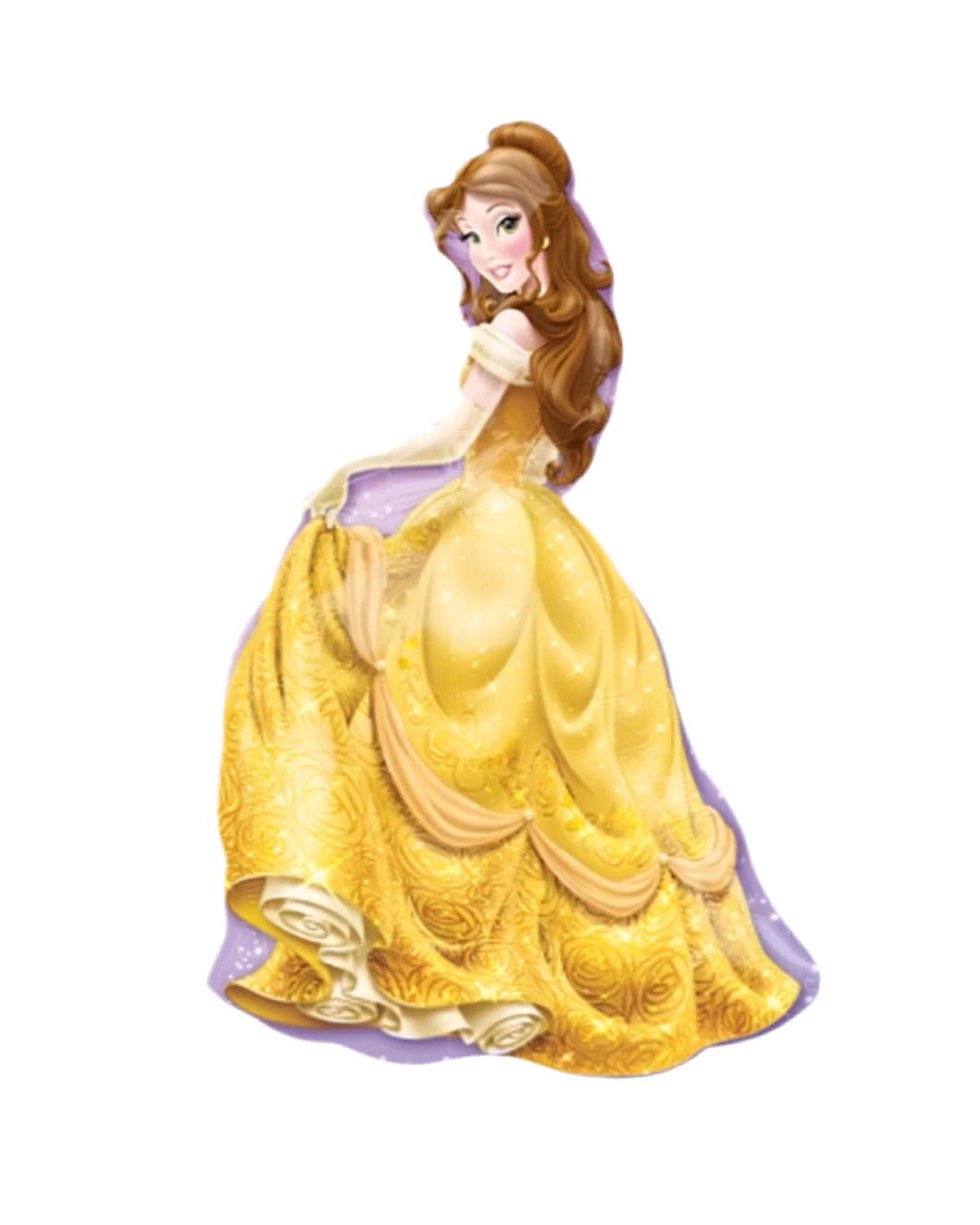 Animated character in a yellow dress on a white background