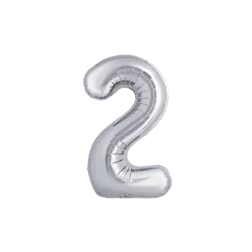 Silver number 2 balloon on a white background