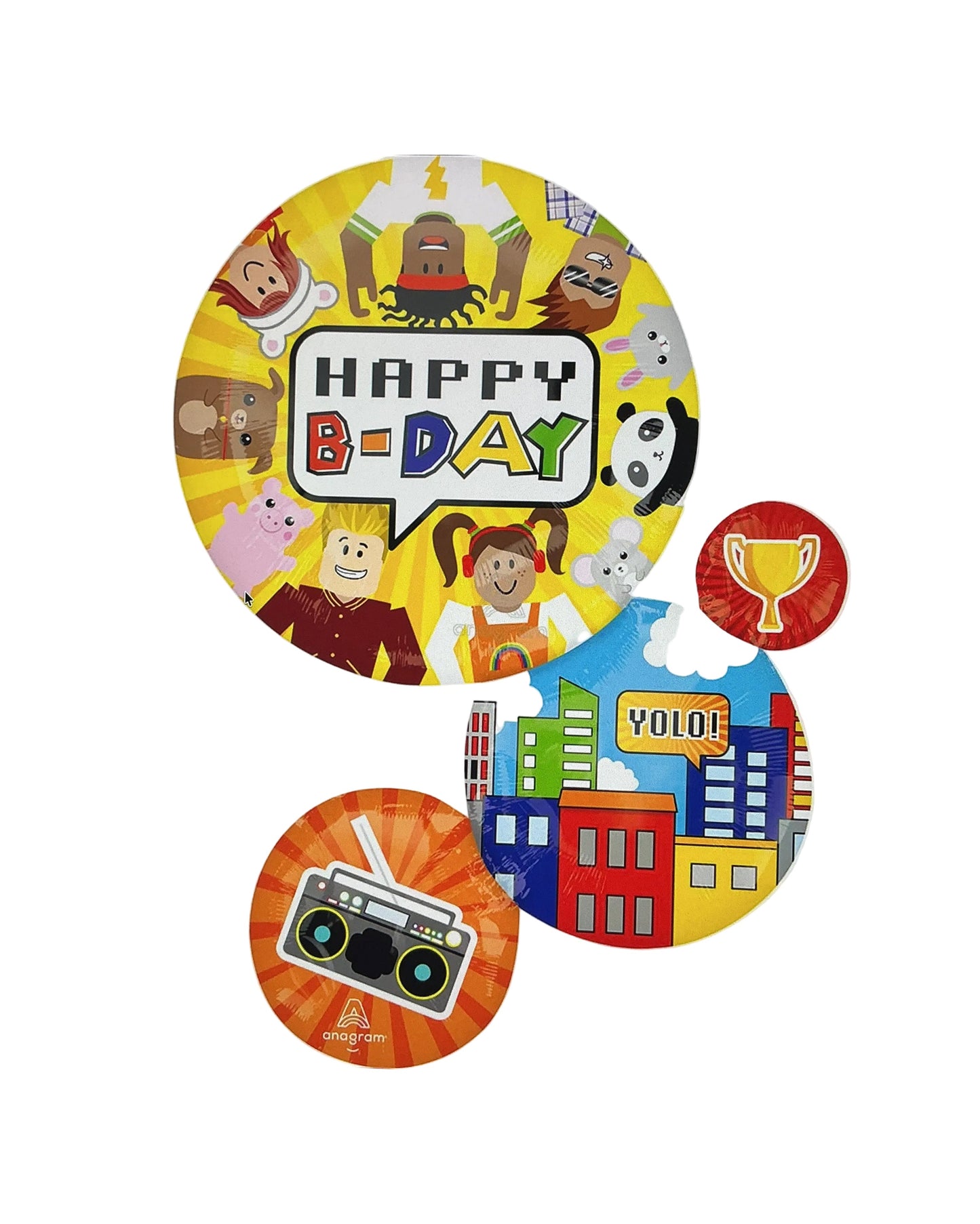 Colorful birthday-themed design on a digital device screen