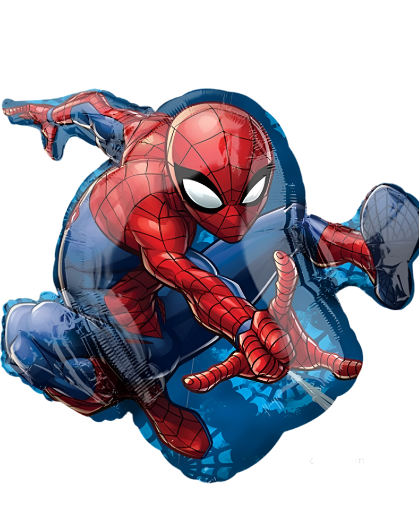 Spider-Man balloon with red and blue colors on a white background
