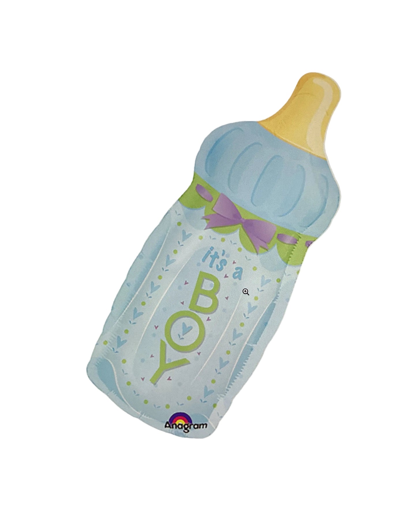 Illustration of a baby bottle with 'BOY' text on a digital device screen.