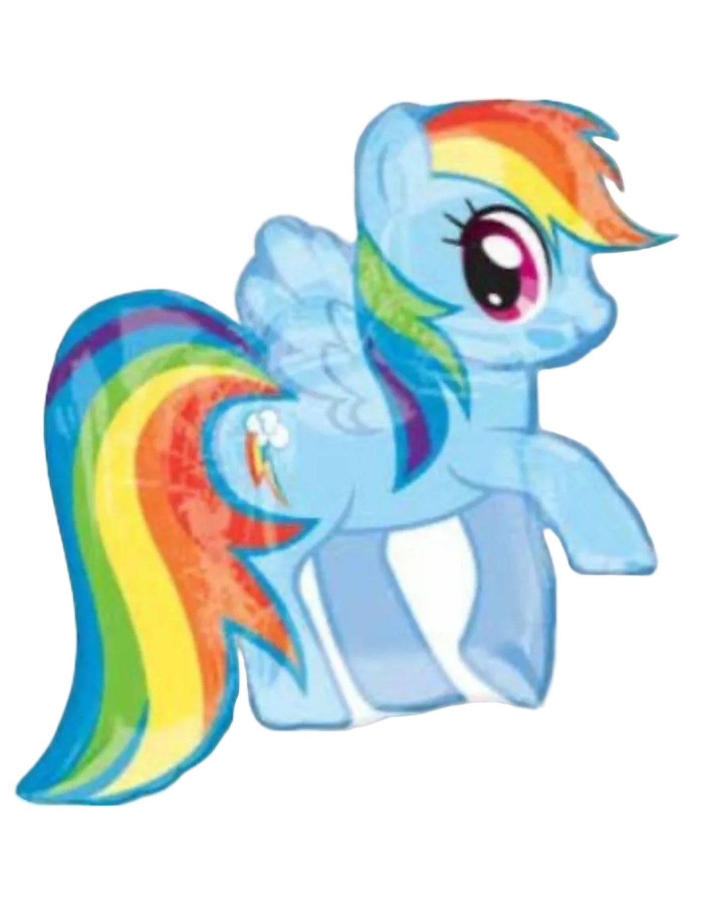 My Little Pony character with rainbow-colored mane on a white background