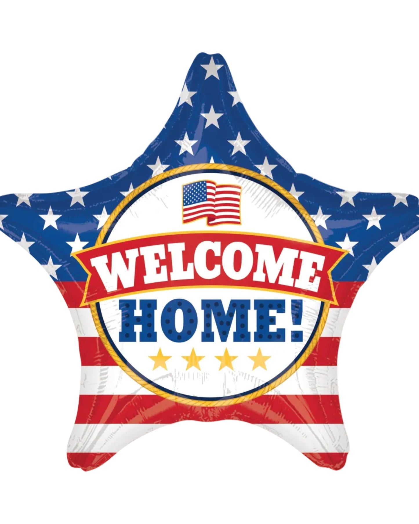 Star-shaped balloon with 'Welcome Home!' text and American flag design, featuring Anagram logo.