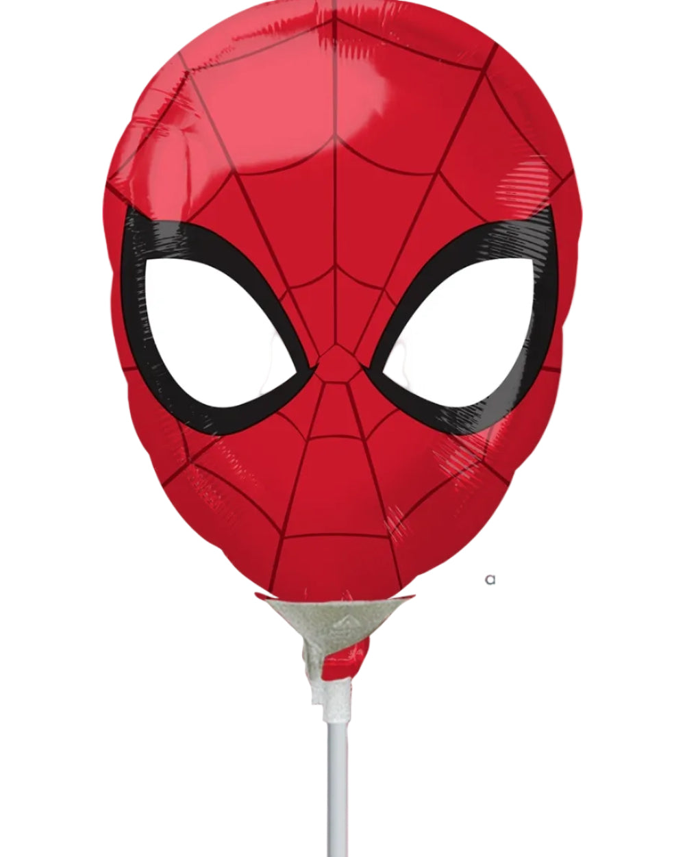 Spider-Man balloon on a stick with red and black design