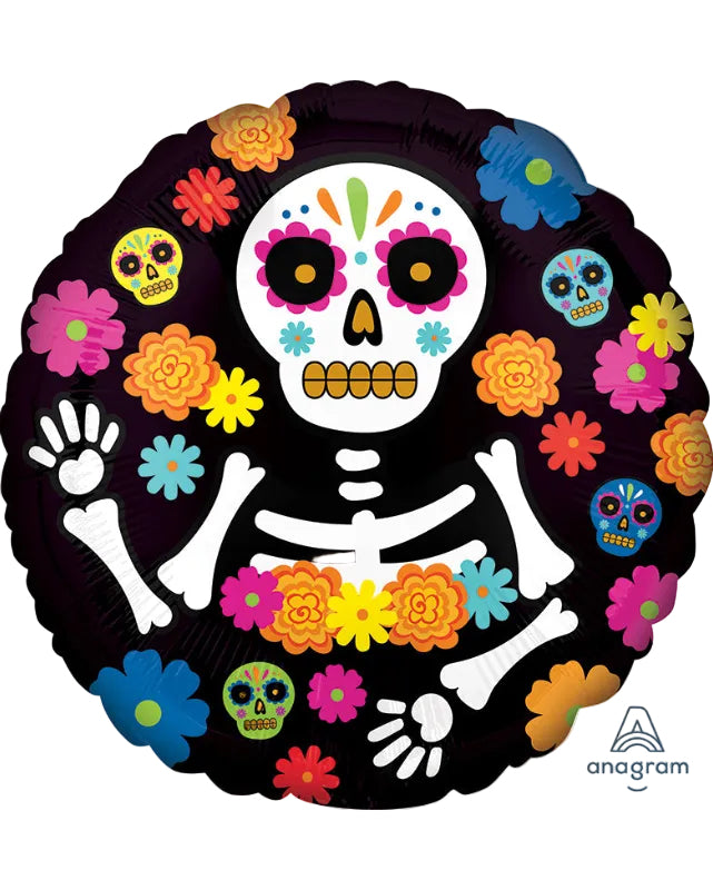 18"Day Of The Dead Skeleton Foil Balloon