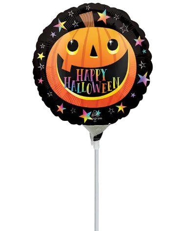 9"AirFill Smiley Halloween Pumpkin Foil Balloon