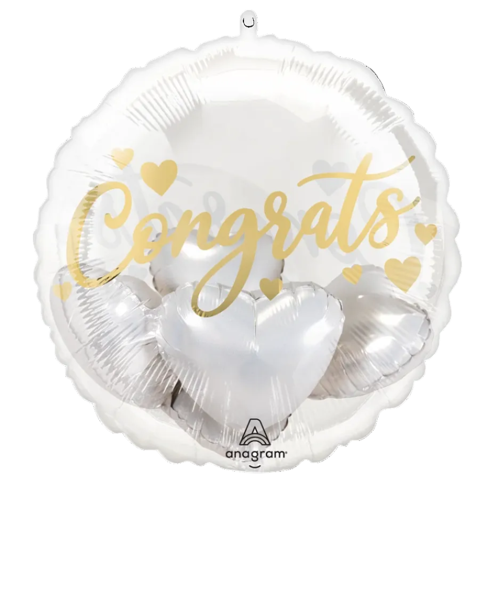 White balloon with gold 'Congrats' text and hearts, featuring Anagram logo.
