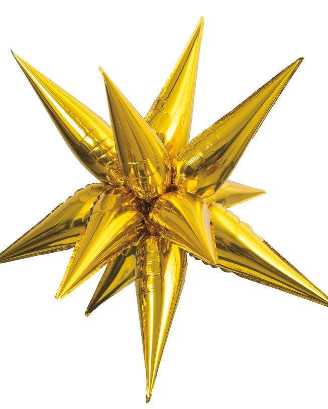 Gold metallic star-shaped balloon on a white background