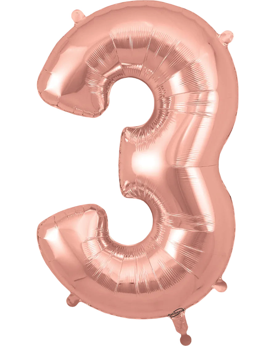 34"Rose Gold Number 3 Foil Balloon