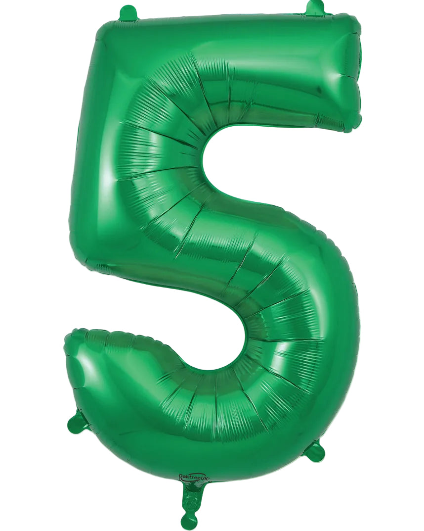 34"Number 5 Green Foil Balloon