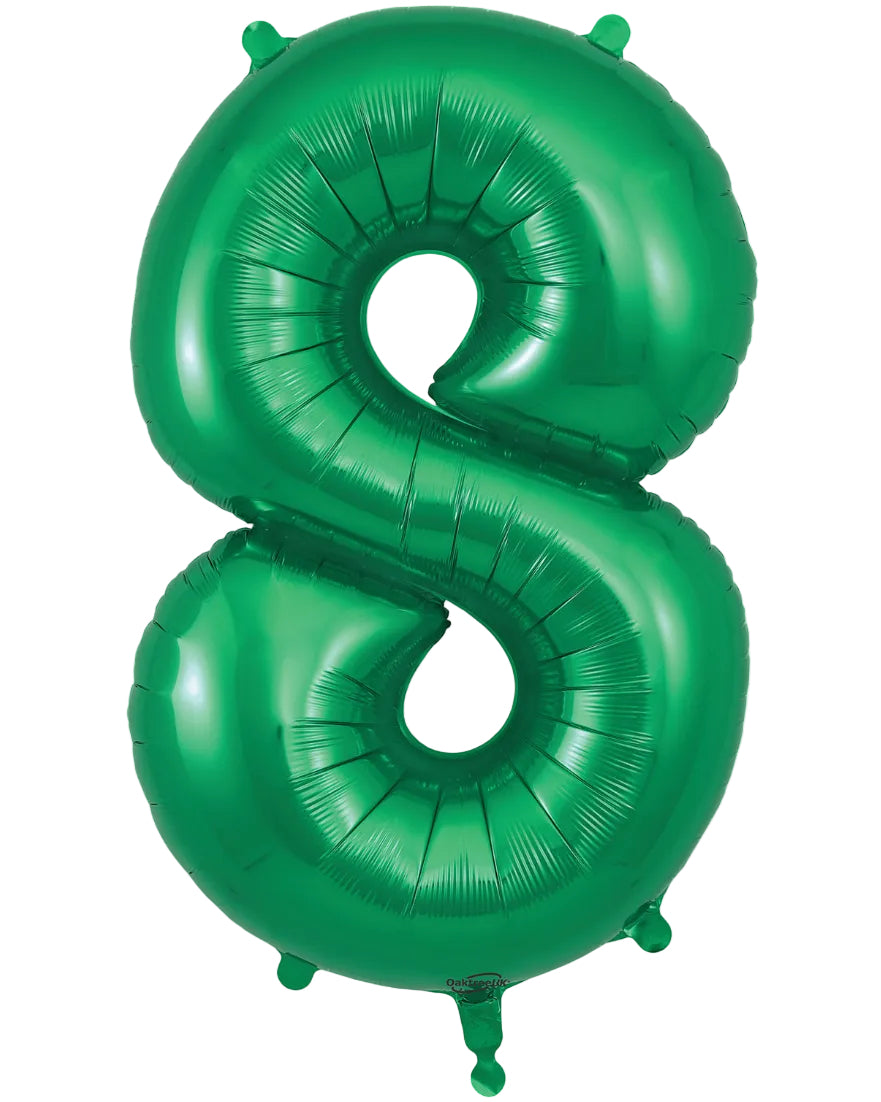 34"Number 8 Green Foil Balloon