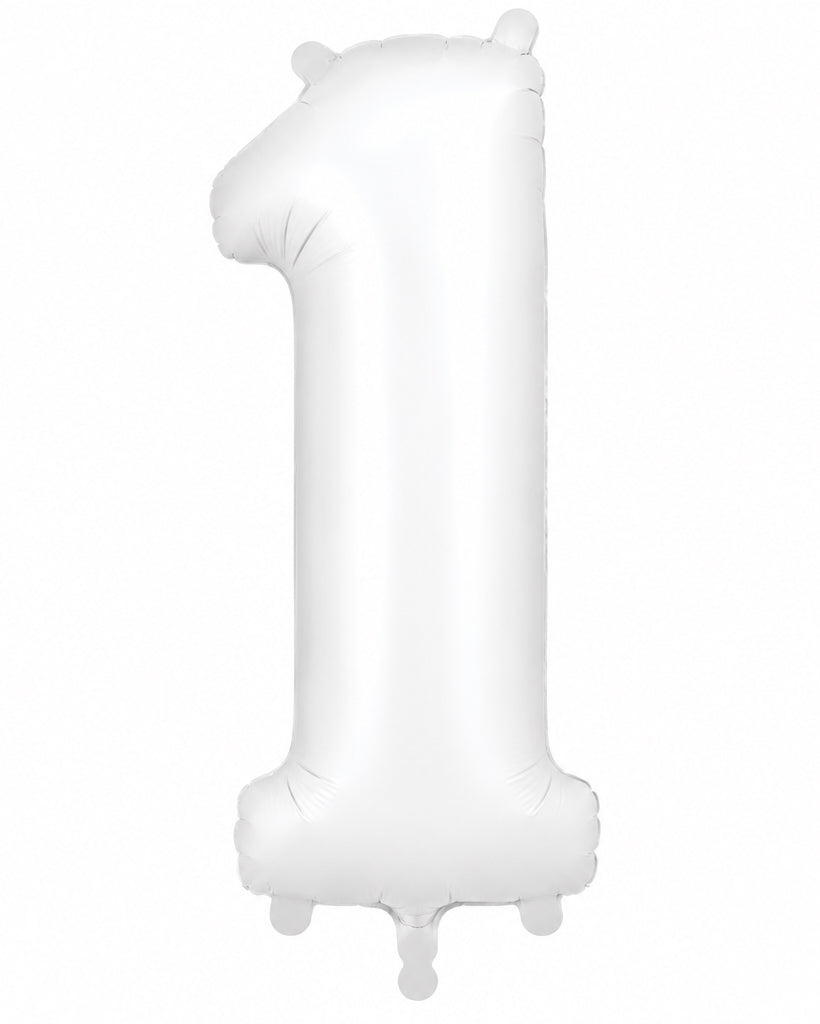 34"Number 1 Matte White Foil Balloon