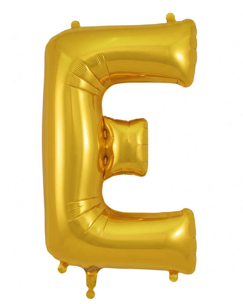 Gold letter 'E' balloon