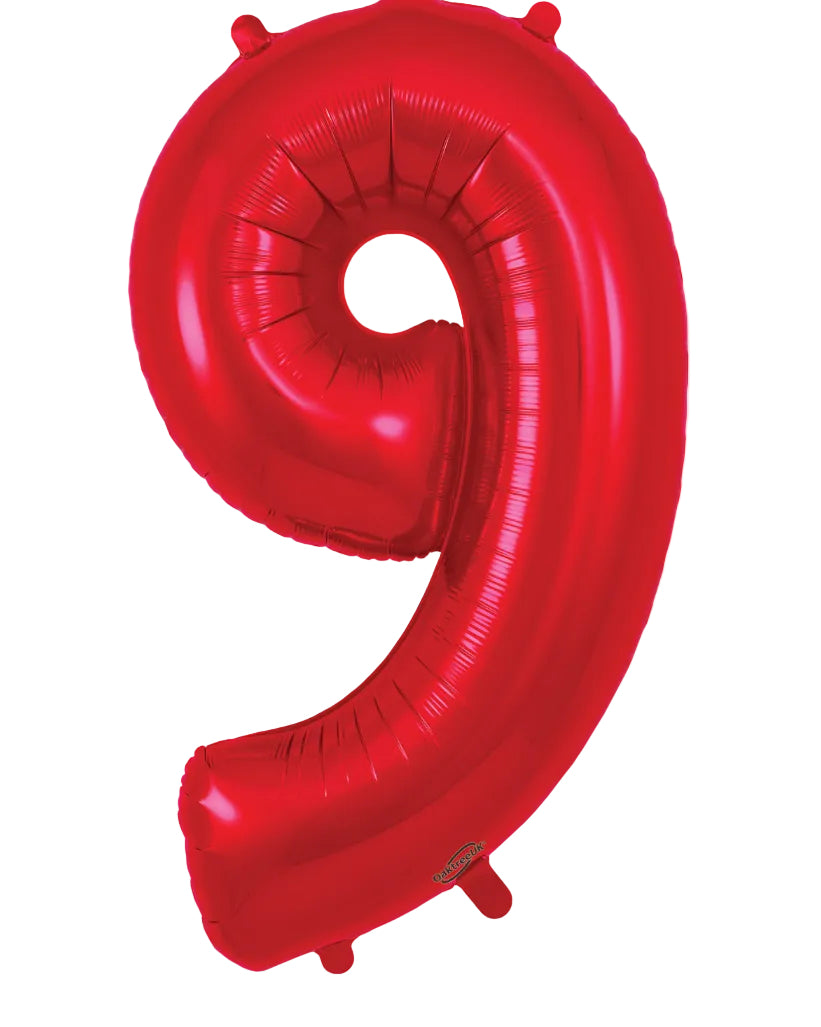 34"Number 9 Red Foil Balloon