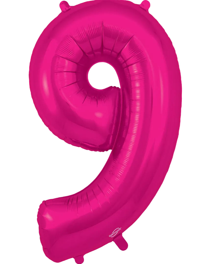 34"Hot Pink Number 9 Foil Balloon