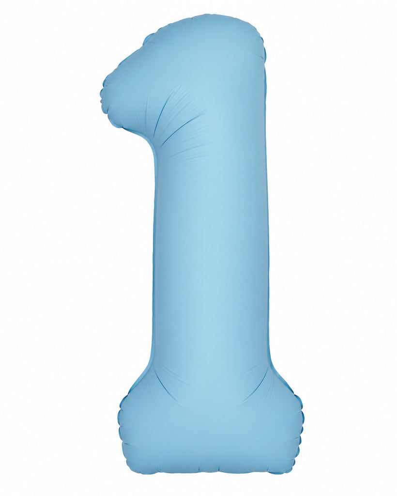 34"Number 1 Matte Baby Blue Foil Balloon