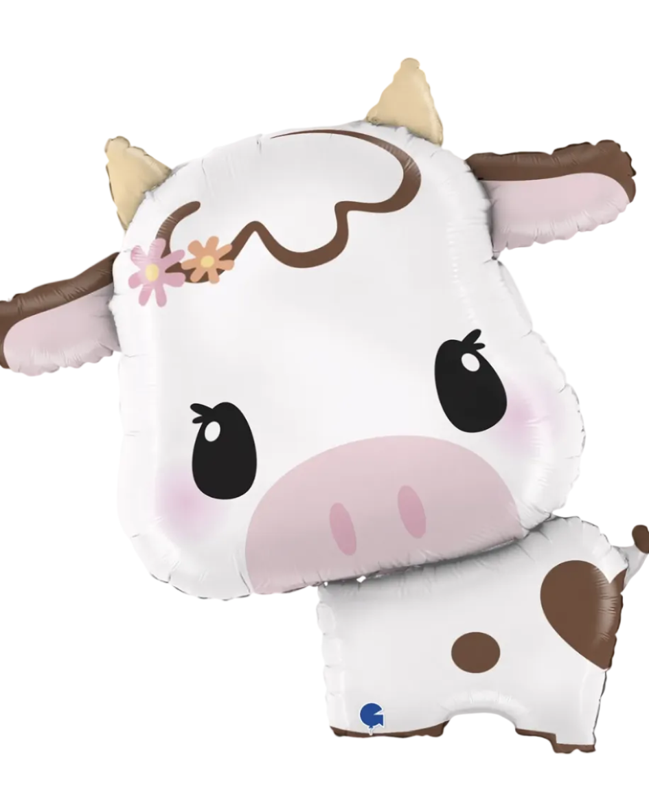 Cute cow-shaped balloon with a white background