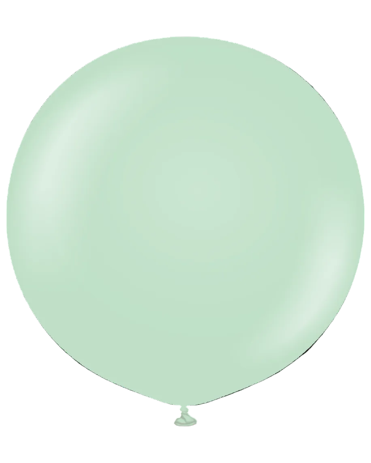 Single light green balloon on a white background