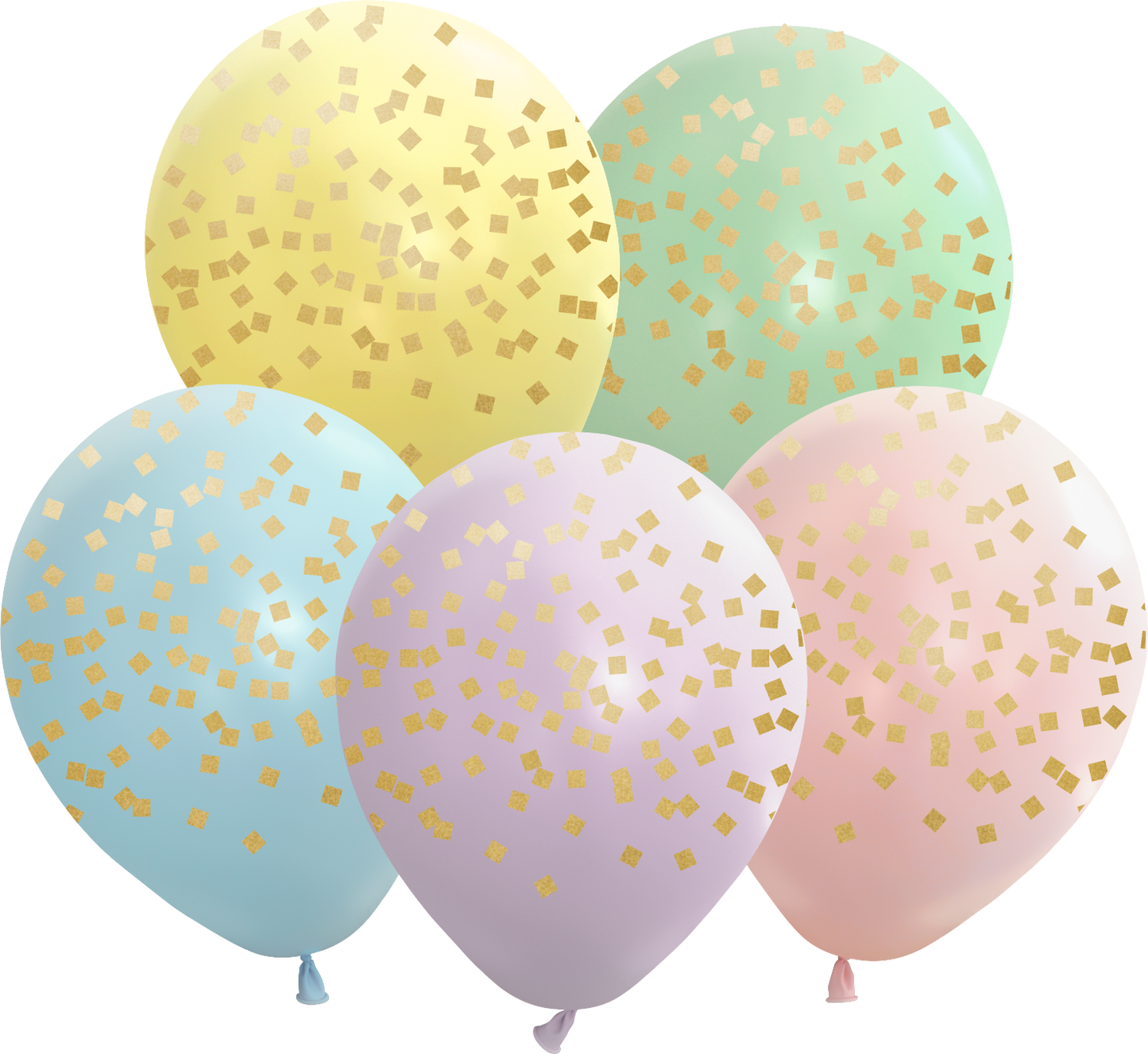 Kalisan 12"Latex Macaron Squares 25CT Assorted Gold Print Balloons