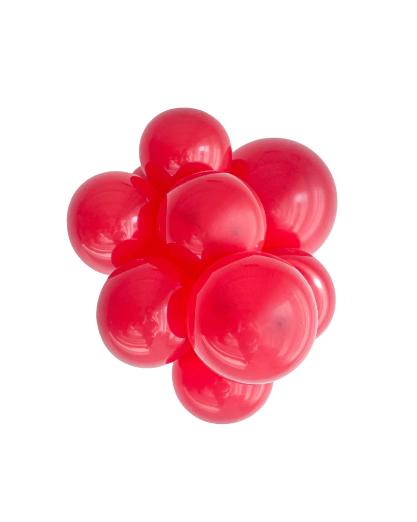 Red gelatin capsules on a white background