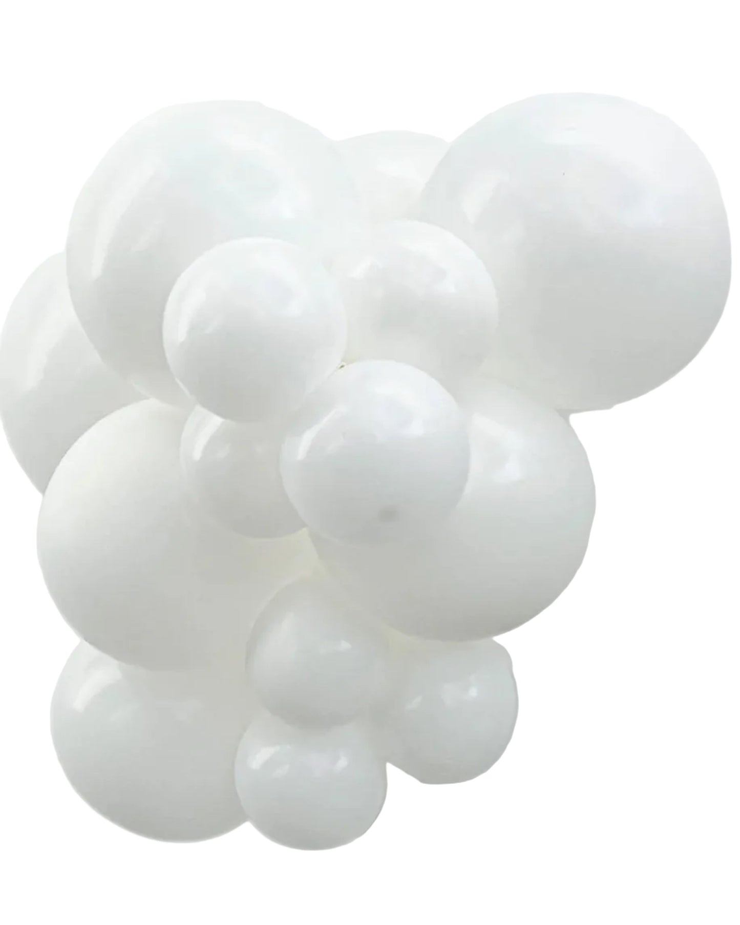 White balloons against a white background
