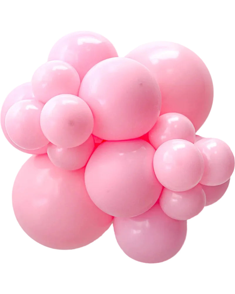 Cluster of pink balloons on a white background
