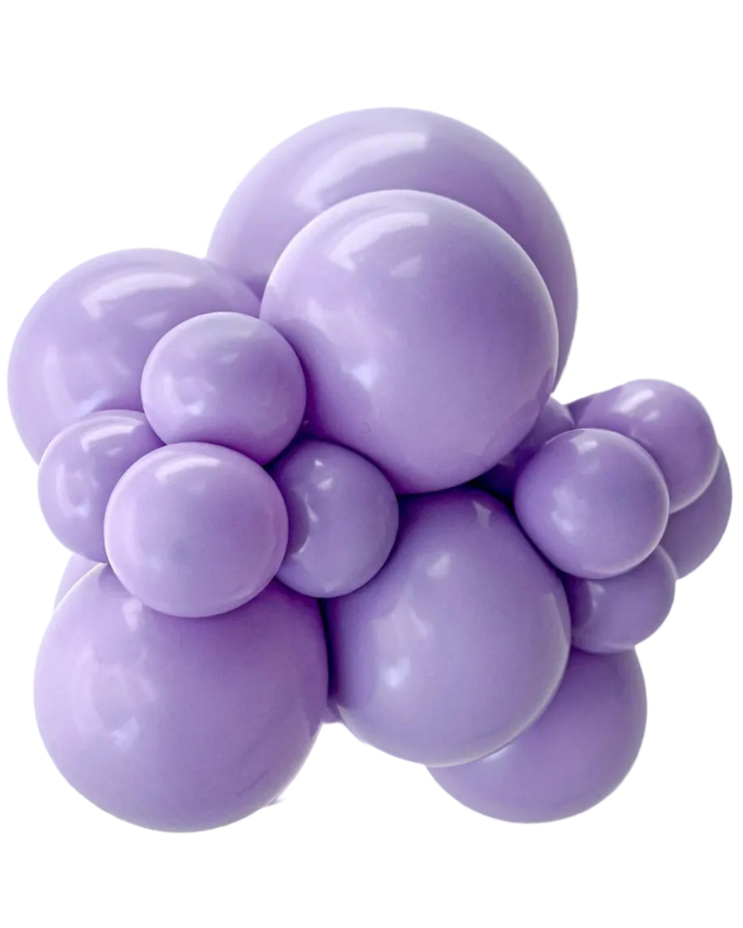 Cluster of purple balloons on a white background