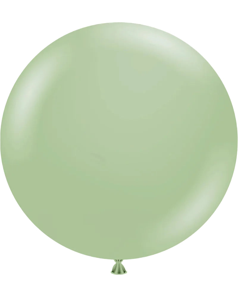 Large light green balloon on a white background