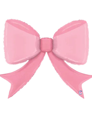 Pink bow-shaped balloon on a white background