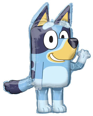 Balloon shaped like a blue cartoon character with a white background