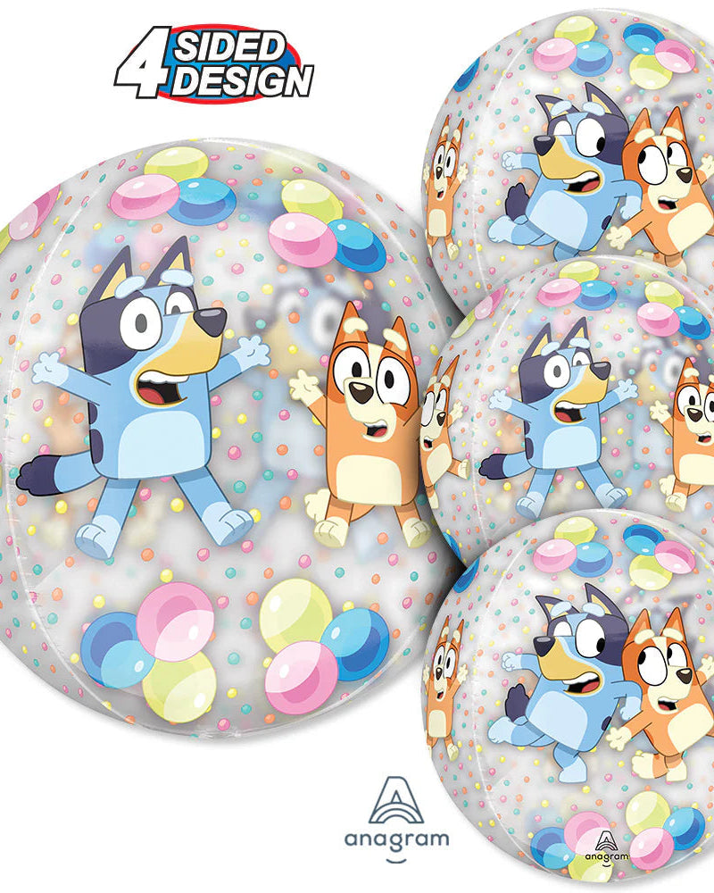 Bubble balloons with cartoon characters and colorful design, featuring '4 Sided Design' and 'Anagram' branding.