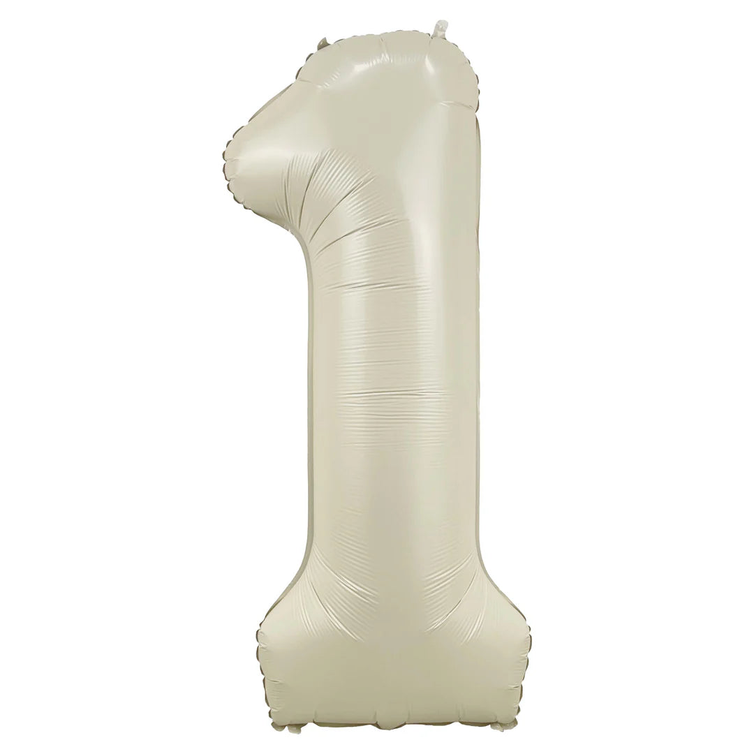 Beige number 1 balloon on a white background