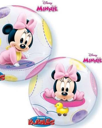 Two bubble toys featuring Minnie Mouse with Quaker Bubbles branding on a white background.