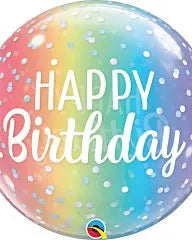 Colorful balloon with 'Happy Birthday' text on a white background