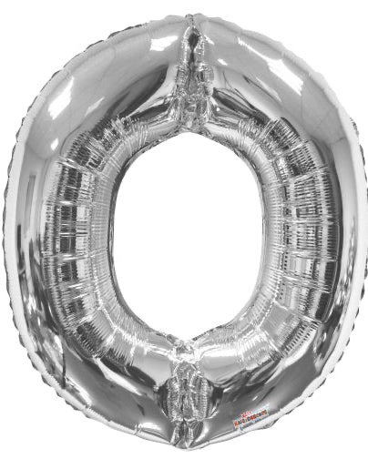 Silver number 0 balloon on a white background