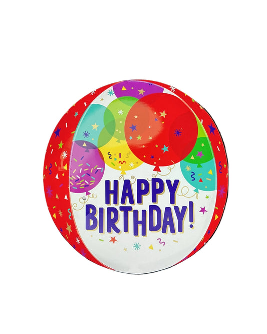 Colorful 'Happy Birthday!' balloon graphic on a computer screen