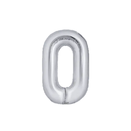 Silver number 0 balloon on a white background