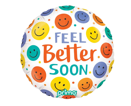 'Feel Better Soon' with smiley faces