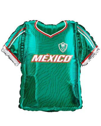 Green soccer jersey with 'Mexico' text on a white background
