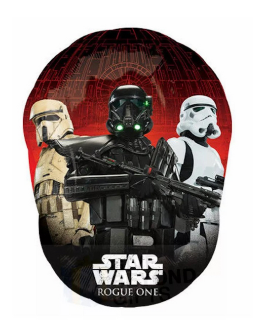 Star Wars Rogue One design with characters on a red and black background