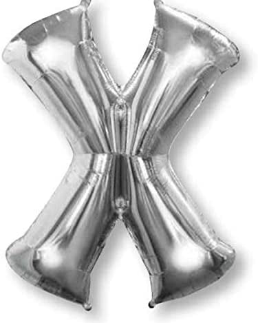 Silver letter 'X' balloon on a white background