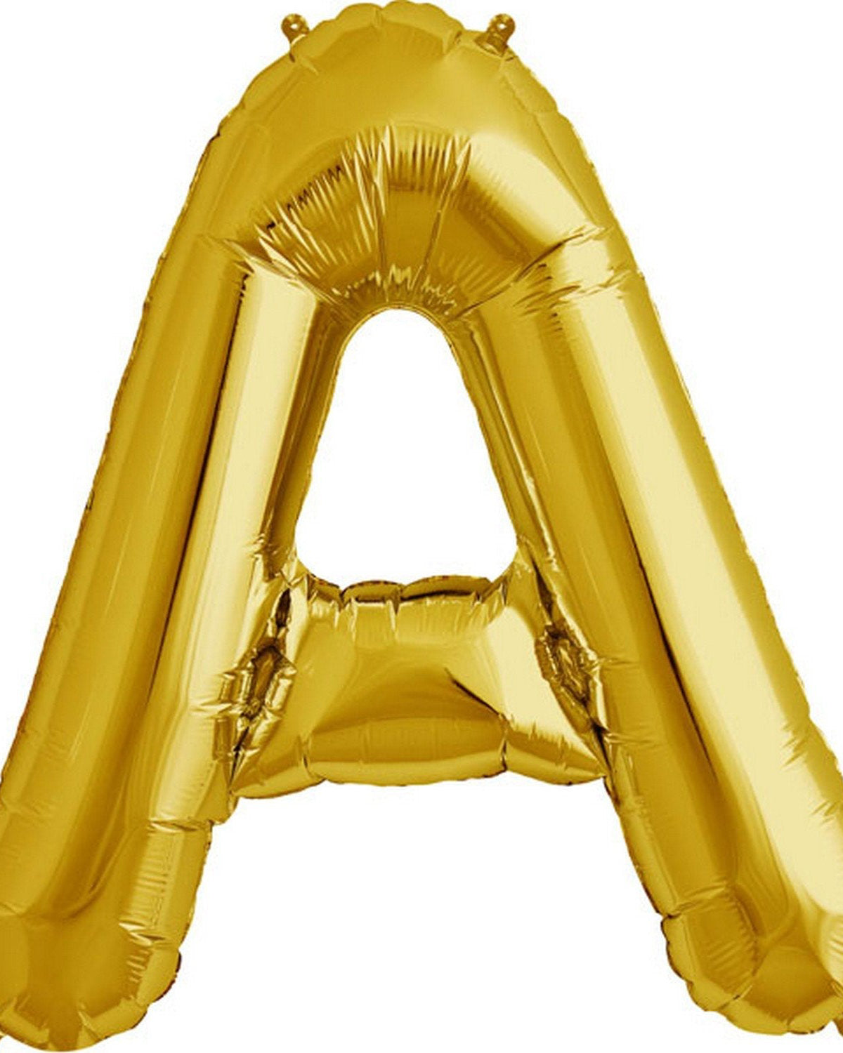 Gold letter 'A' balloon on a white background