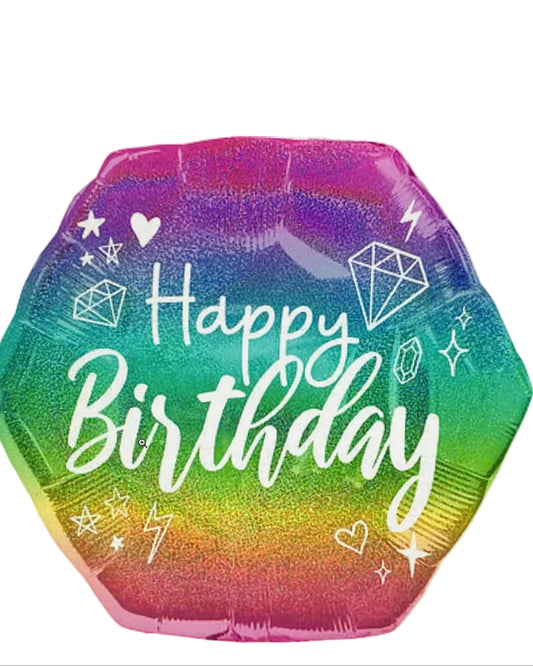 Colorful balloon with 'Happy Birthday' text on a digital device screen