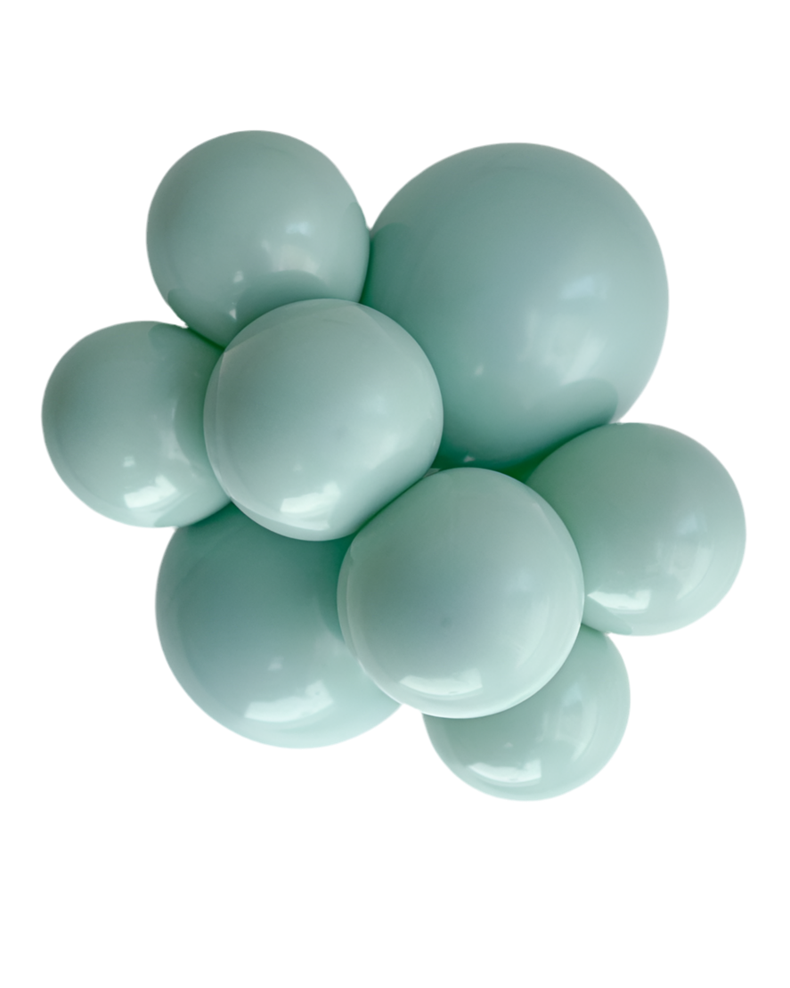 Light blue balloons on a white background