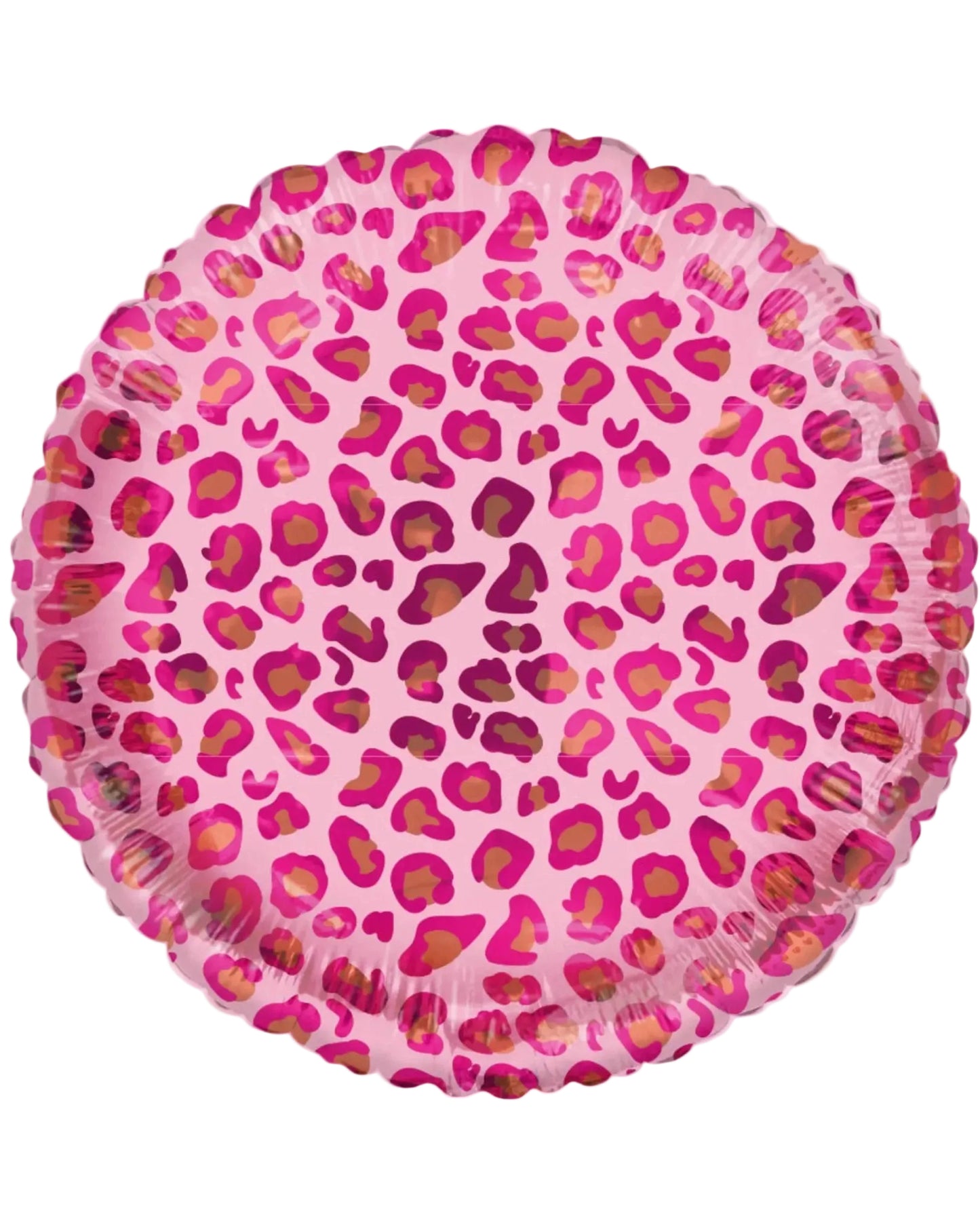 Pink balloon with leopard print pattern on a white background