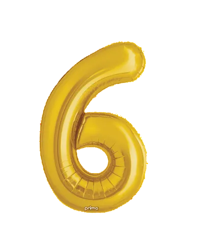 Gold number 6  Foil balloon