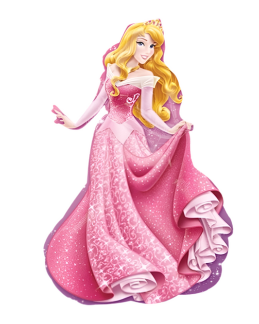 Animated character in a pink dress on a white background