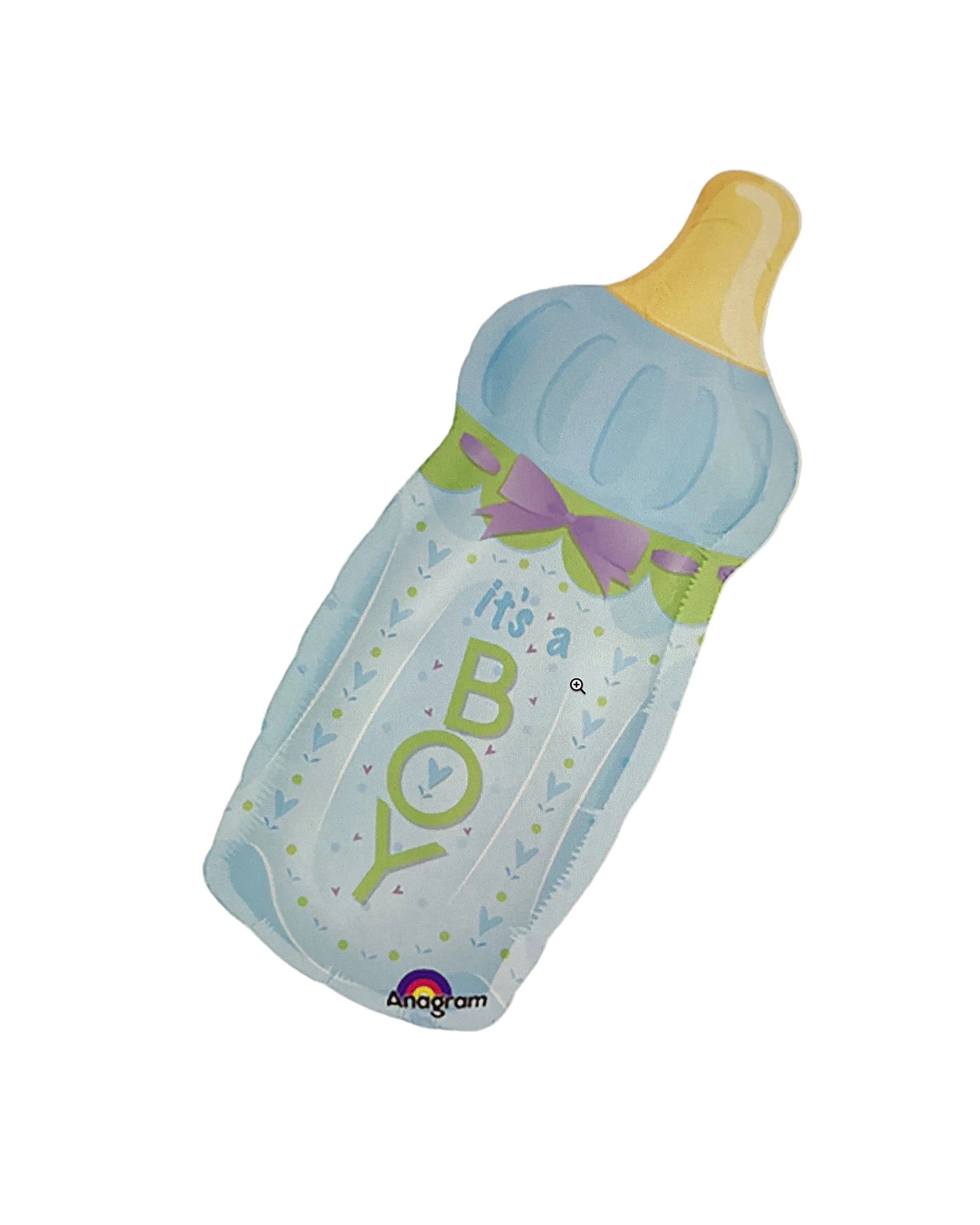 Illustration of a baby bottle with 'BOY' text on a digital device screen.