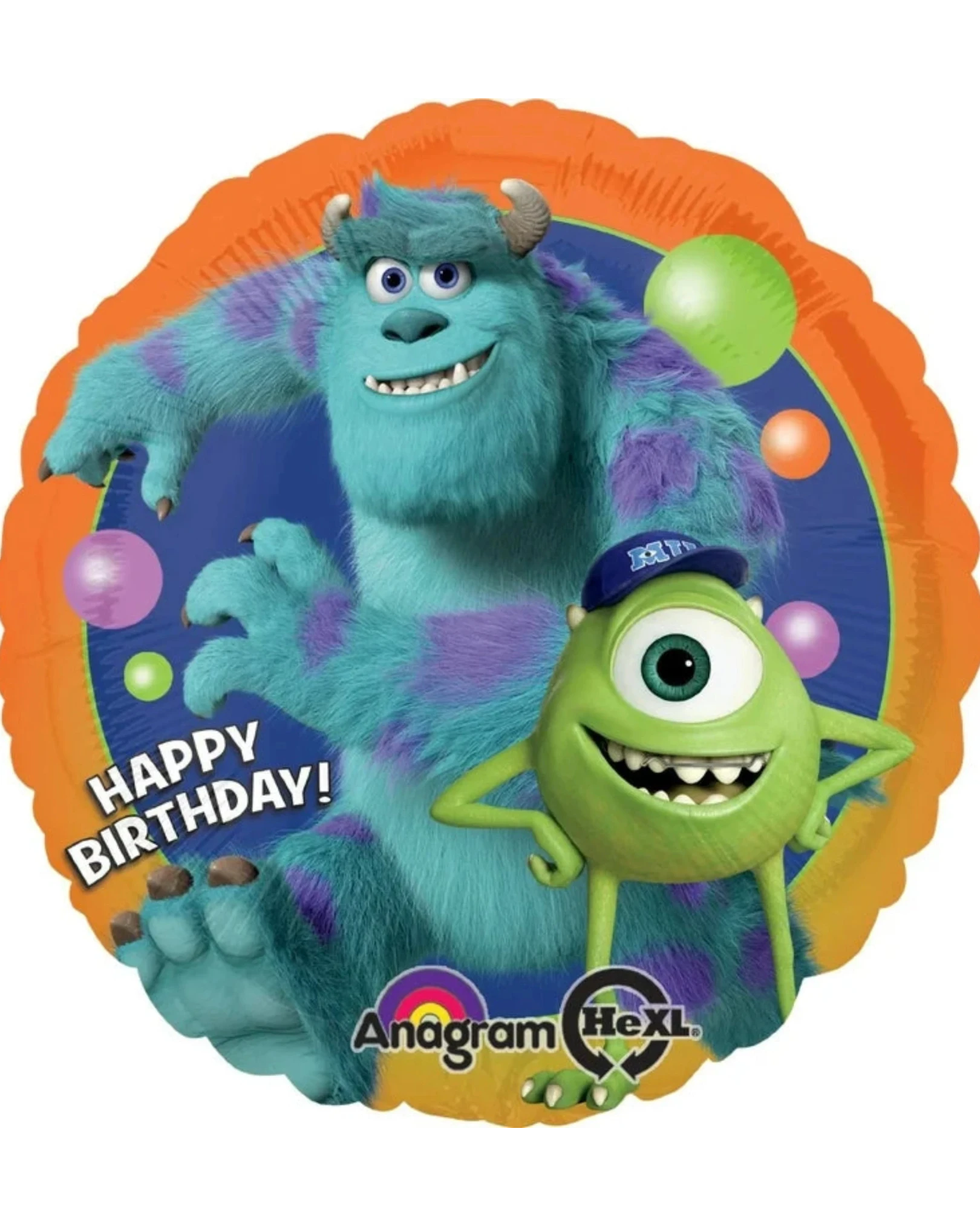 Balloon featuring two animated characters with 'Happy Birthday!' text and Anagram Helium logo.