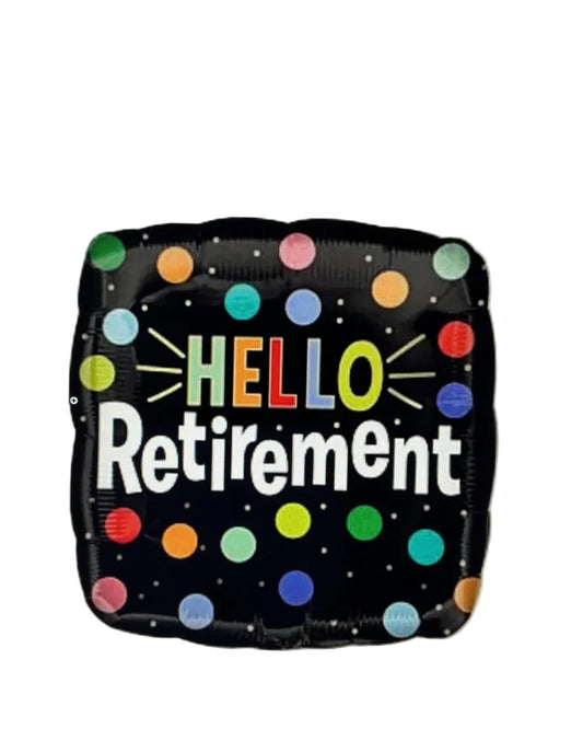 Balloon with 'Hello Retirement' text on a computer screen